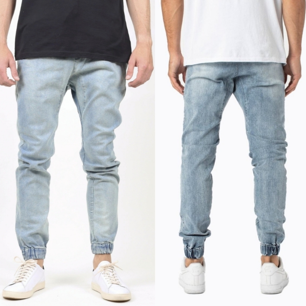 Light Wash Jogger Jeans for Men - Casual Slim Fit